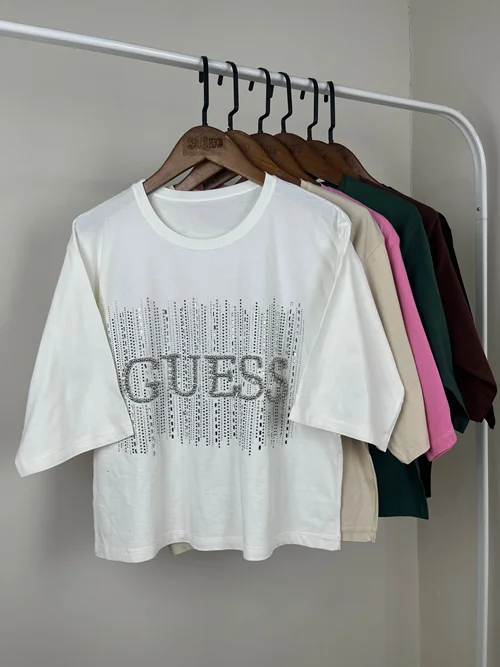 کراپ باکسی GUESS نگین‌دار