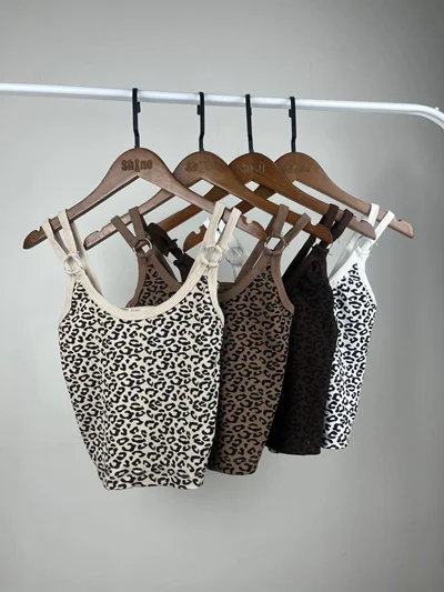 کراپ تاپ سگک دار پلنگی