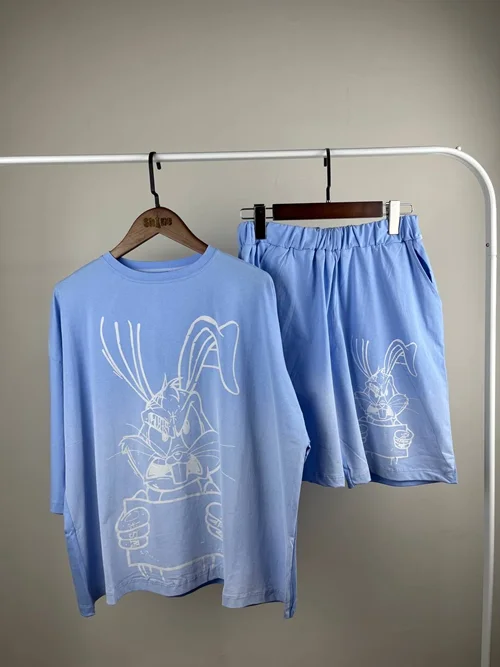 ست تیشرت باکسی و شلوارک